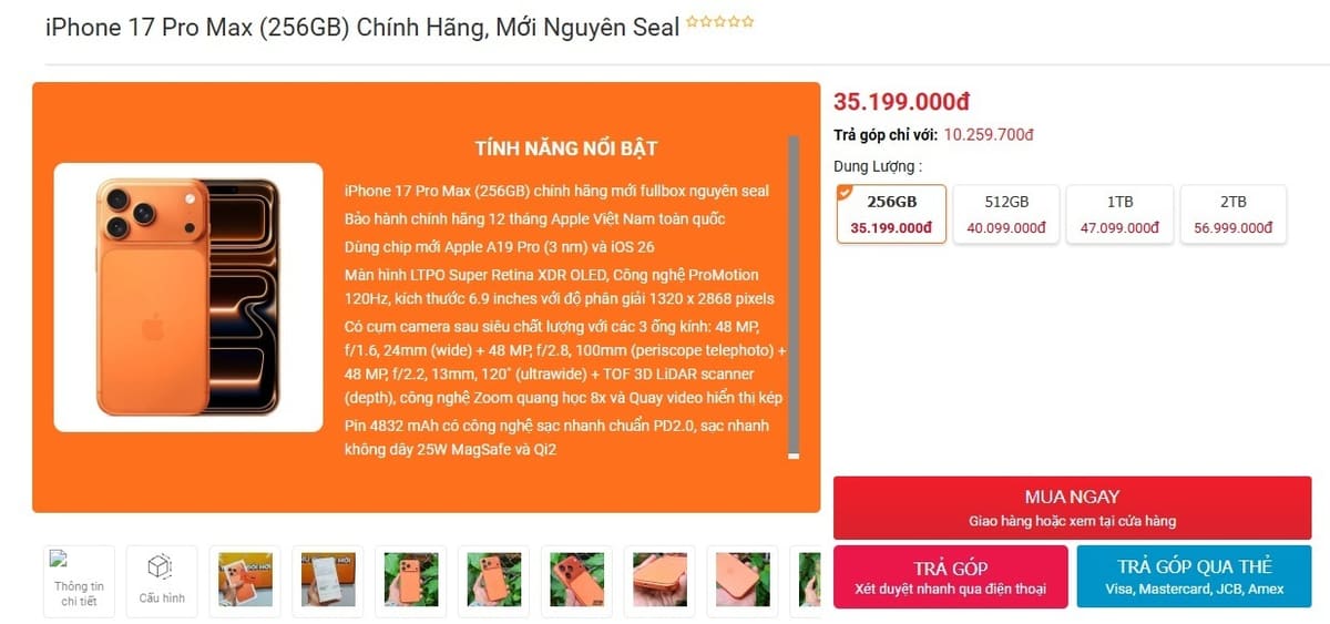 Giá iPhone 17 Pro Max giảm về mức thấp nhất từ khi lên kệ tại Việt Nam