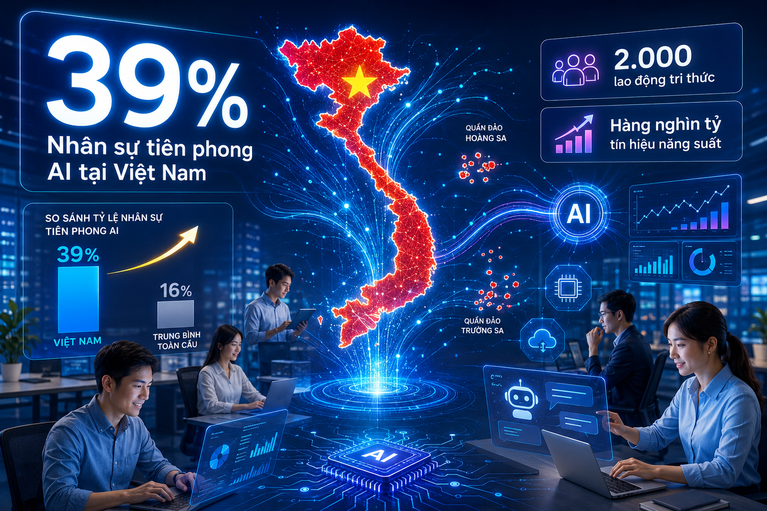 Việt Nam dẫn đầu ASEAN về tỷ lệ nhân sự tiên phong AI