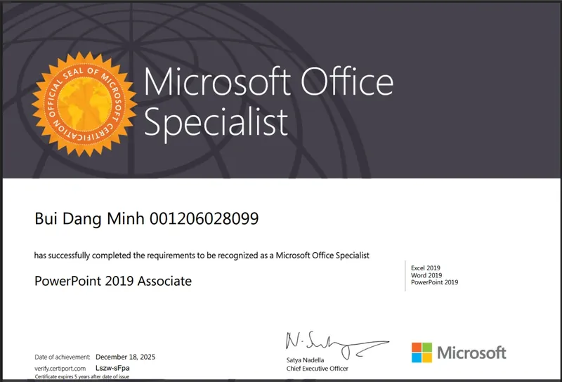 Microsoft Office Specialist PowerPoint certification