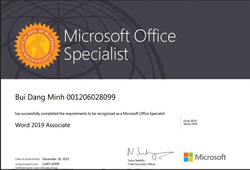 Microsoft Office Specialist Word certification