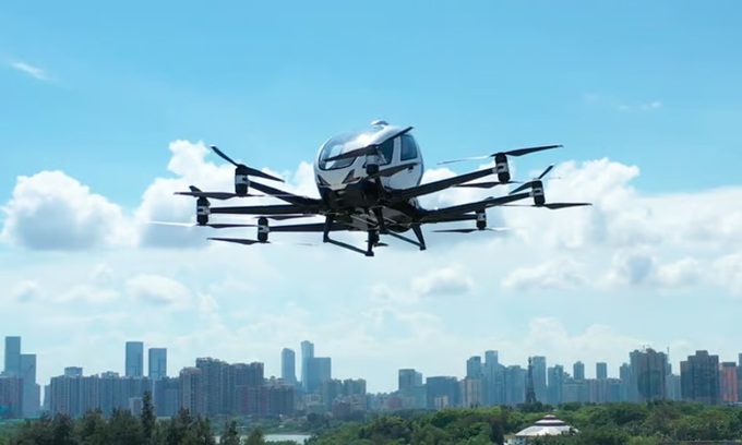 EHang sẽ vận hành mẫu taxi bay điện cất hạ cánh thẳng đứng EH216-S ở Quảng Châu và Hợp Phì. Ảnh: EHang