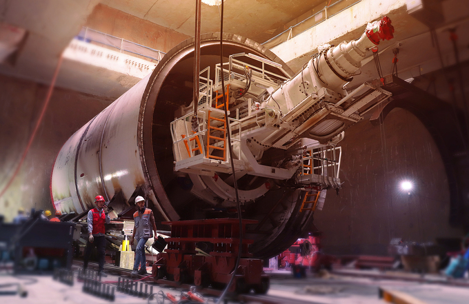Robot TBM đào hầm dự án metro Nhổn - ga Hà Nội. Ảnh: Uyên Phạm